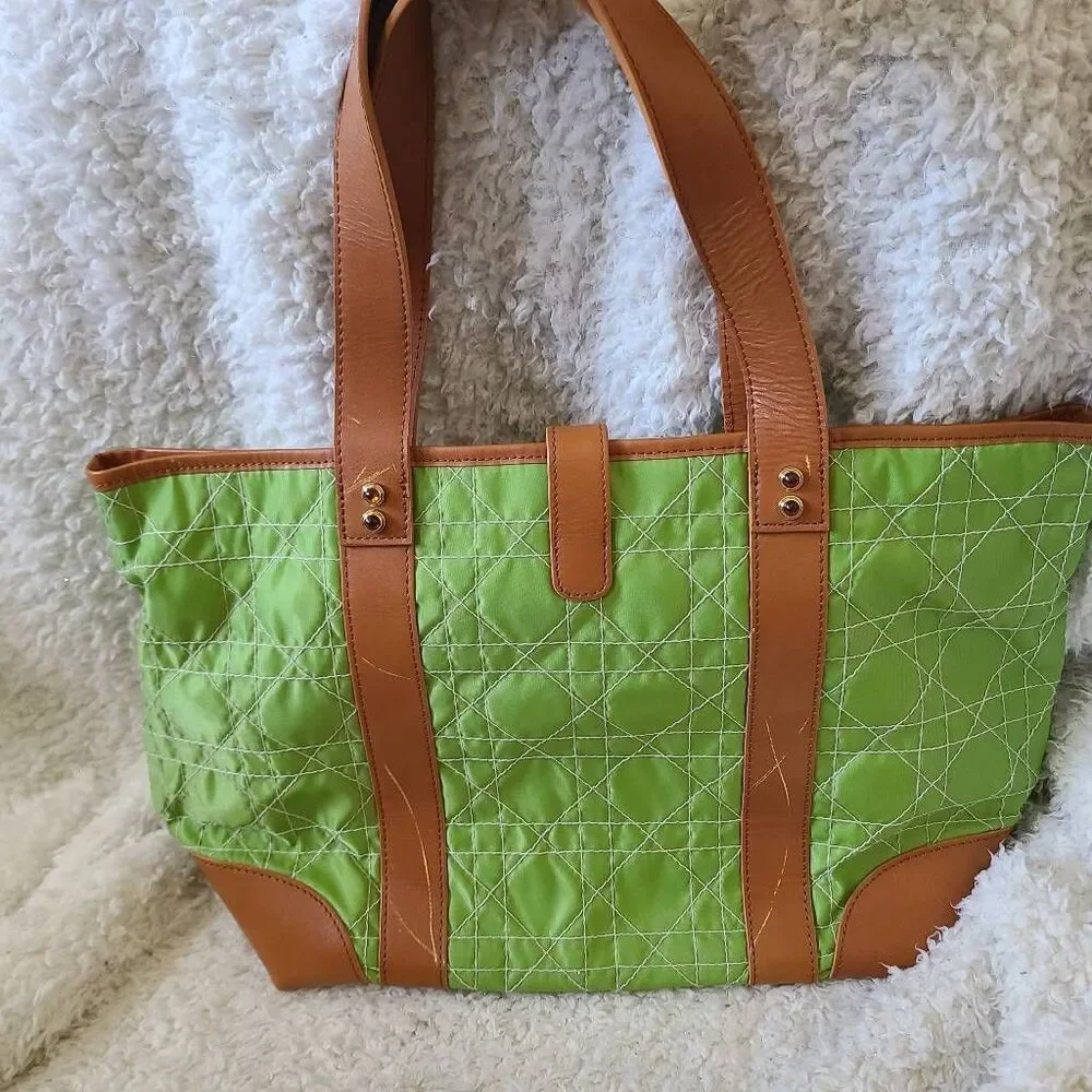 Lilly Pulitzer Off The‎ Wagon Quilted Green Canvas Tote Shoulder Bag NWT